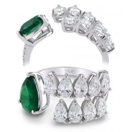 3,16 Karat Pırlanta Tasarım Zümrüt Yüzük