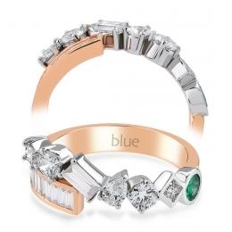 1,10 Karat Pırlanta Tasarım Zümrüt Yüzük