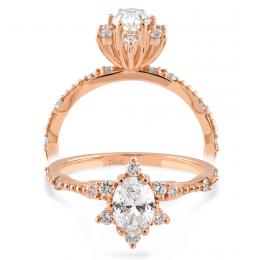 0,70 Karat Vintage Lotus Oval Pırlanta Tektaş Yüzük