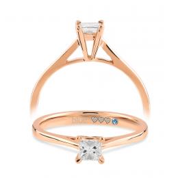 0,22 Karat Prenses Kare Pırlanta Tektaş Yüzük