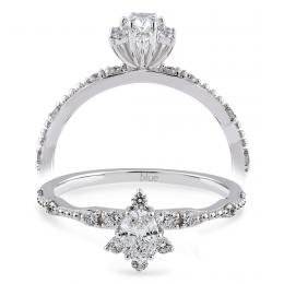 0,38 Karat Vintage Lotus Oval Pırlanta Tektaş Yüzük