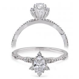 0,51 Karat Vintage Lotus Oval Pırlanta Tektaş Yüzük