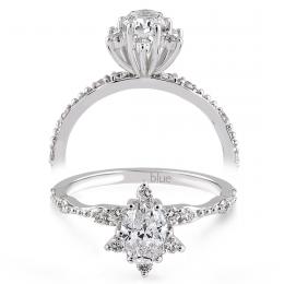 0,70 Karat Vintage Lotus Oval Pırlanta Tektaş Yüzük