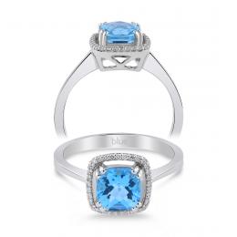 0,88 Karat Pırlanta Blue Topaz Yüzük