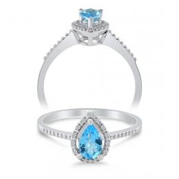 0,39 Karat Pırlanta Blue Topaz Yüzük