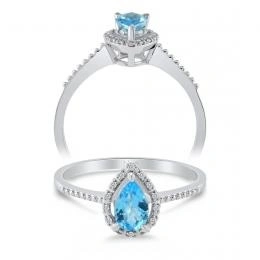 0,39 Karat Pırlanta Blue Topaz Yüzük