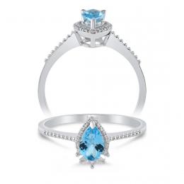 0,47 Karat Pırlanta Blue Topaz Yüzük