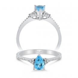 0,38 Karat Pırlanta Blue Topaz Yüzük