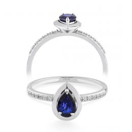 0,43 Karat Pırlanta Safir Yüzük