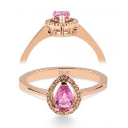 0,46 Karat Pırlanta Pembe Safir Yüzük