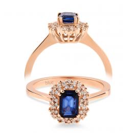 0,82 Karat Özel Tasarım Pırlanta Safir Yüzük