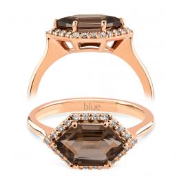 1,50 Karat Hexagon Pırlanta Smoky Kuvars Yüzük