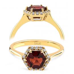 1,13 Karat Hexagon Pırlanta Garnet Yüzük