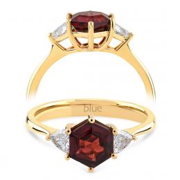 1,46 Karat Hexagon Pırlanta Garnet Yüzük