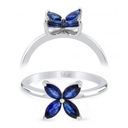 0,68 Karat Pırlanta Flower Safir Yüzük