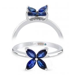 0,68 Karat Pırlanta Flower Safir Yüzük