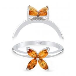 0,52 Karat Pırlanta Flower Safir Yüzük