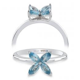 0,66 Karat Pırlanta Flower Blue Topaz Yüzük